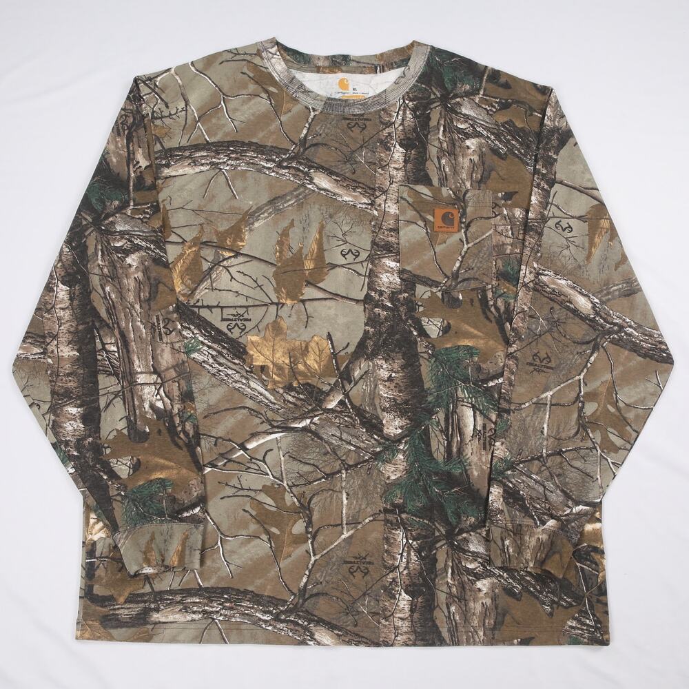 Vintage Carhartt K285 977 Realtree Camo Cotton Long Sleeve Pocket Shirt Size XL
